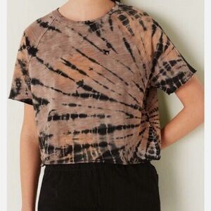 Pink Victoria Secret Multi Color Tie Dye Crop Short Sleeve Tee Shirt Top Size XS